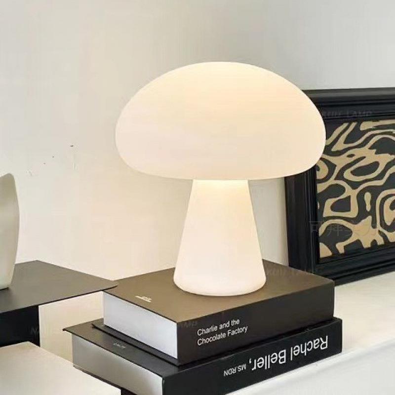 奶油风蘑菇台灯充电调光客厅书房卧室床头装饰氛围灯