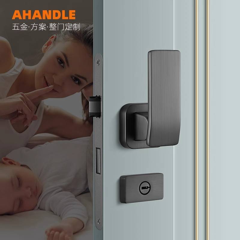 Ahandle直推分体门锁卧室室内门把手现代门锁静音平推家用木门锁