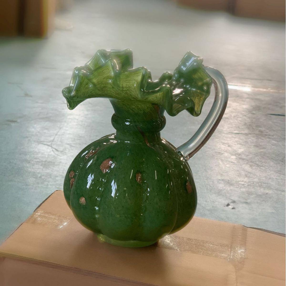 高中古风芬顿花瓶用复古南瓜纹手工家法式档水玻中古提壶培插花璃