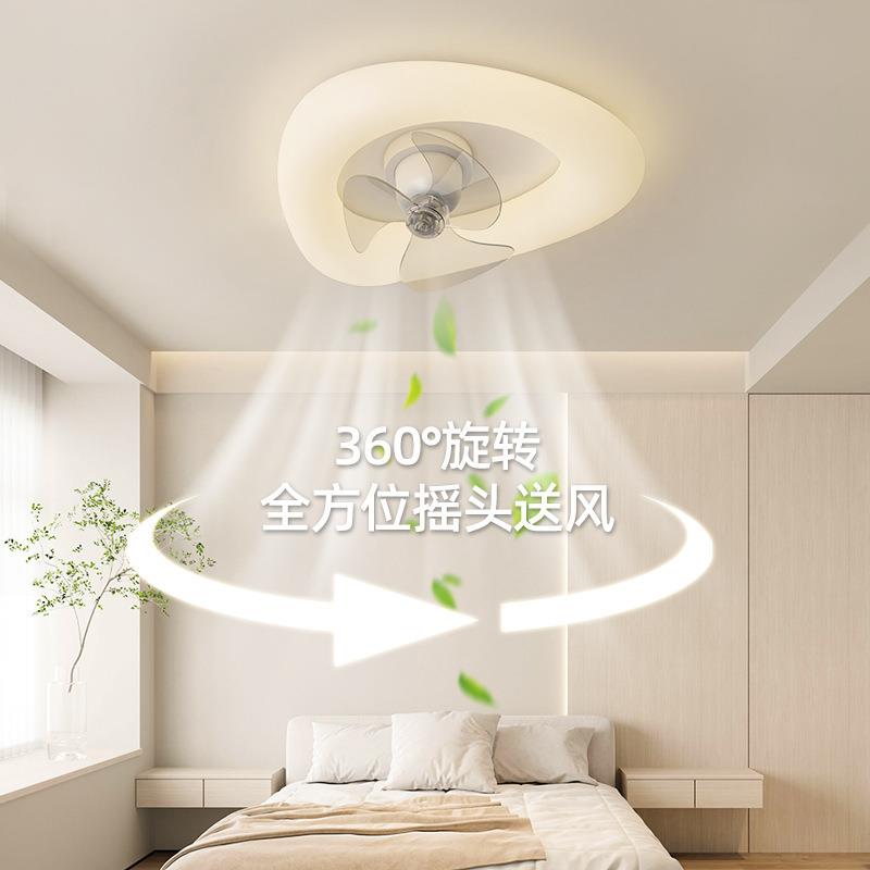 奶油风2025年新款卧室灯吸顶灯吊扇灯儿童房餐厅主卧可摇头风扇灯