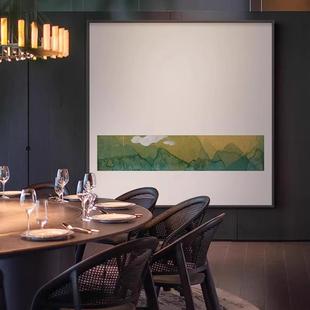 客餐厅青山绿水方形装饰画酒店玄关茶室书房新中式简约大气壁挂画