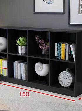 2I黑色八格柜书柜格子柜自由组合置物架储物柜床边收纳柜落地展示