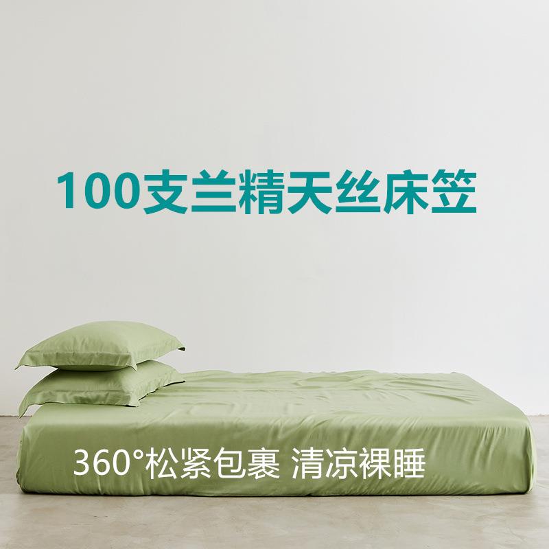 高端100支天丝床笠单件纯色夏季凉感冰丝床罩三件套丝滑裸睡床单