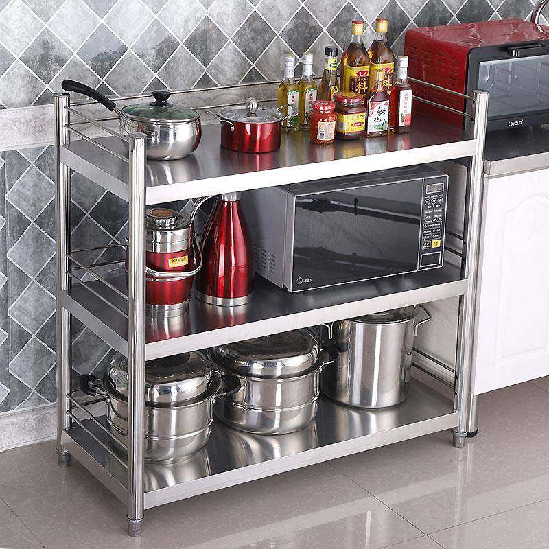 A6T不锈钢厨房置物架新款加厚双护栏微波炉烤箱置物架厨房储物架.,厨房/烹饪用具,抹布架/厨房清洁收纳架,淘宝优惠券,粉丝福利购,淘宝优惠卷