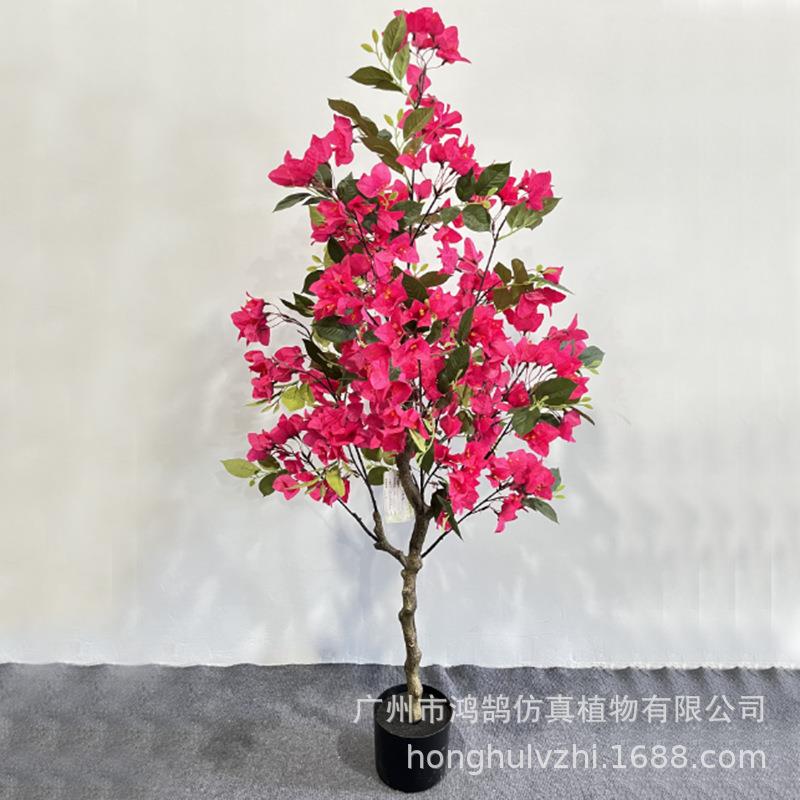仿真三角梅树紫色植物人造塑料盆栽树室内装饰跨境热卖紫薇花假树