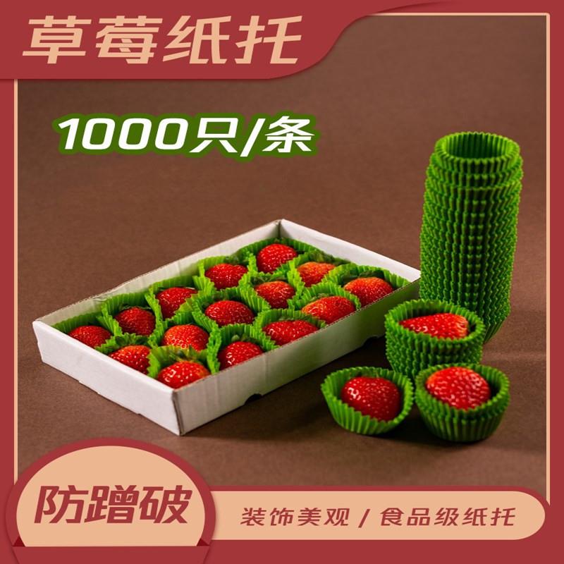 绿色草莓纸托纸垫绿色保护膜防碰伤保护套大中小号油纸易分开