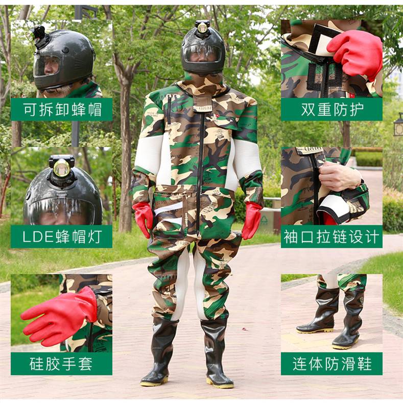 马蜂服防蜂衣全套透气加厚带风扇防蜂服连体马蜂衣虎头蜂防护服
