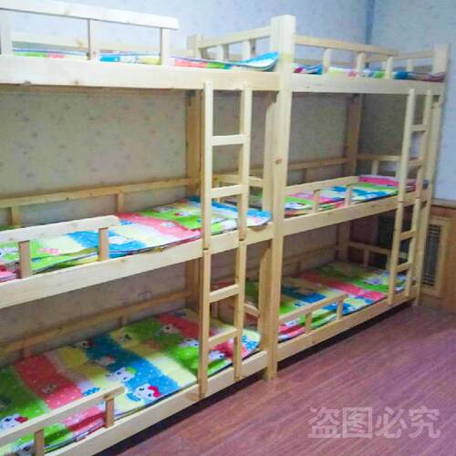 儿童实木午上下幼儿园托班休双层带护栏高低小学三生0606宿舍层木