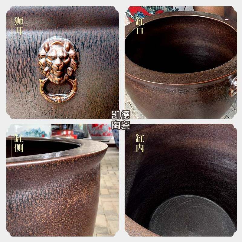 单色釉瓷缸景德镇陶瓷风水缸大号缸中式庭院水缸古法养鱼缸工艺品