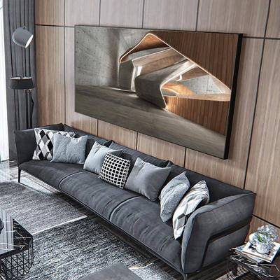 缥缈空间现代轻奢风格客厅装饰画建筑空间壁画酒店卧室床头挂画