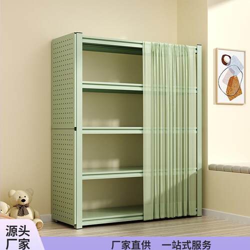 带防尘帘置物架多层收纳架家用整理架客厅书架阳台储物架落地货架