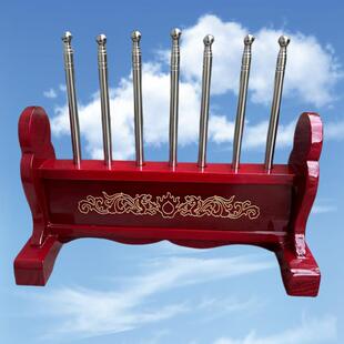 七色令旗底座双龙实木架子五龙旗伸缩旗杆七孔令旗架子