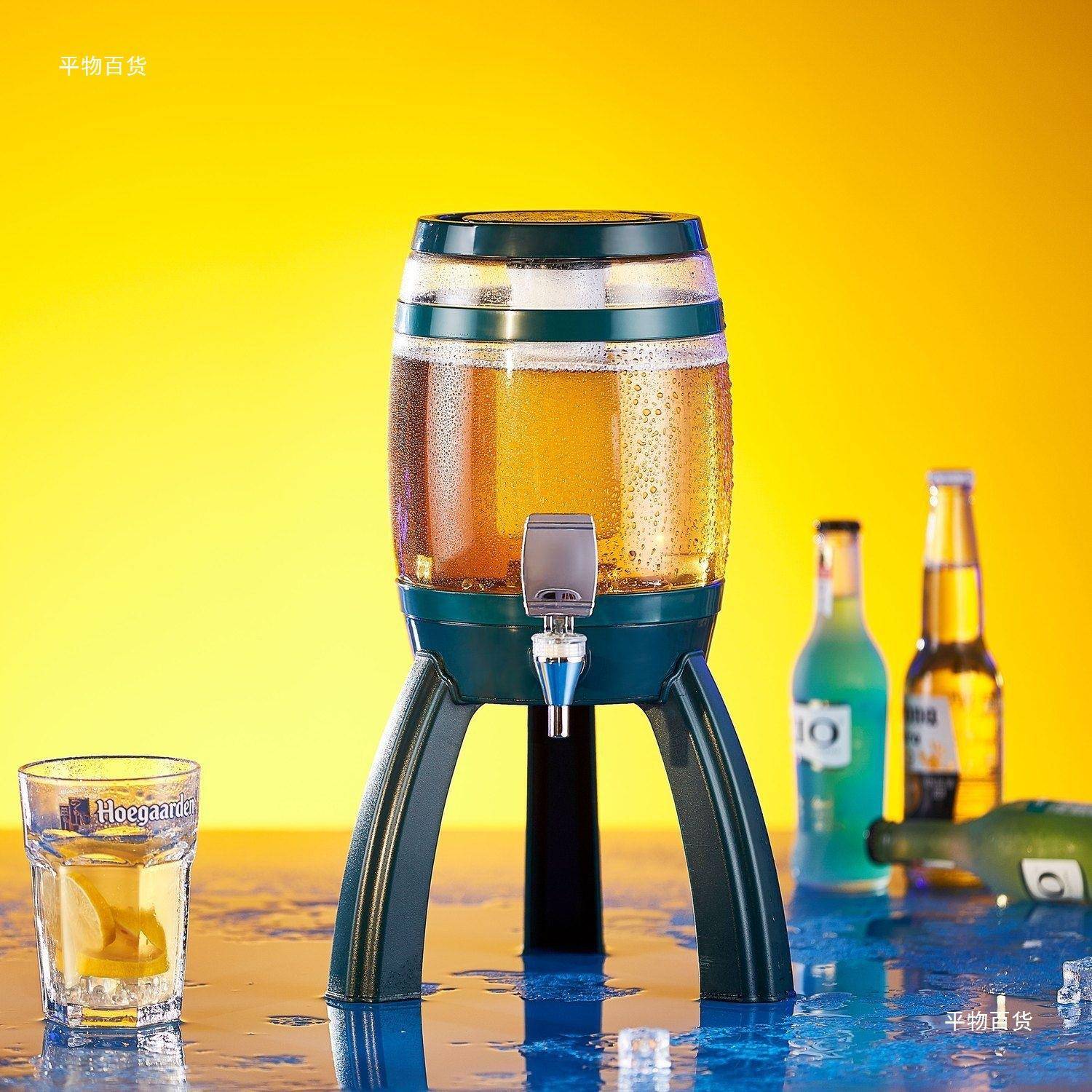 充电发光塑料橡木桶商用酒炮酒吧烧烤啤酒扎啤壶酒桶果汁可耐用