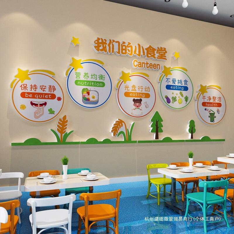 幼儿园食堂文化环创贴纸午托管班小饭桌餐厅布置文明用餐标语墙贴