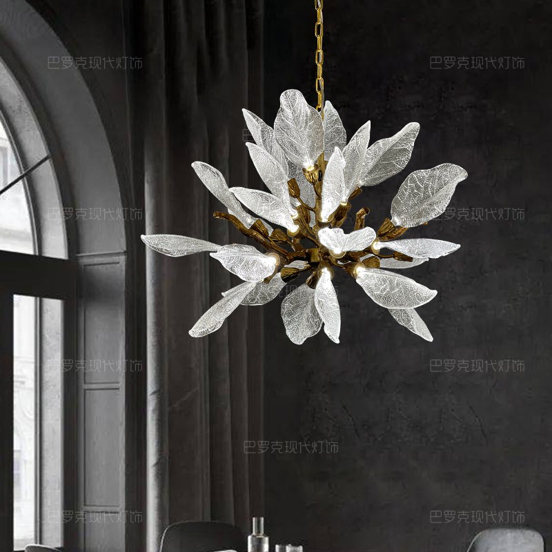 后现代轻奢客厅饭厅吊灯2025新款高端大气法P式覆古创意树叶树枝