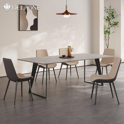 德利丰岩板餐桌椅组合新款小户型家用现代简约意式极简长方形饭桌