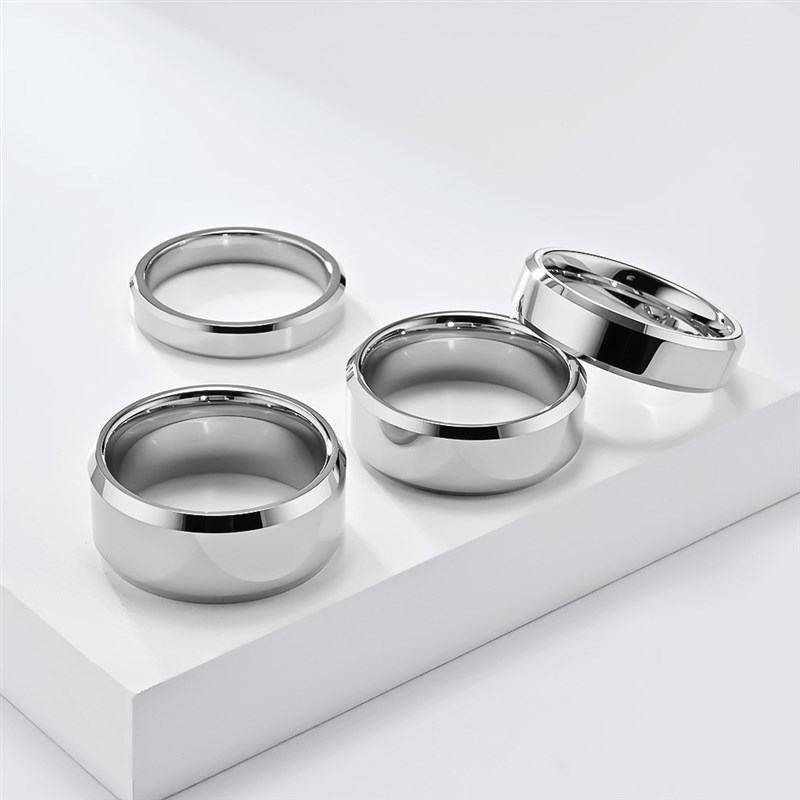 无性别光面简约轻奢钨钢戒指环斜边z钨金耐磨损情侣手饰品Tungste
