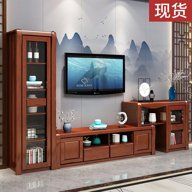 中式实木茶几电视柜组合小户型伸缩简约电视机柜客厅地柜家具套装