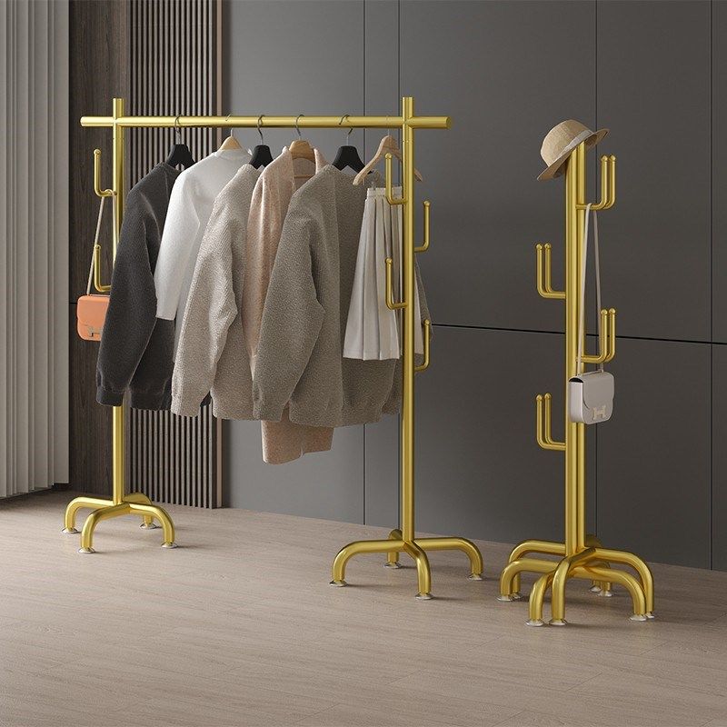 家庭落地晾衣架防风阳台单杆室内客厅家用卧室衣帽架晒衣服挂衣架