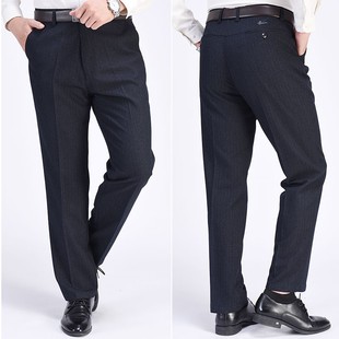 春秋冬季 老人男西裤 父亲爸爸装 宽松男裤 加绒加厚中老年 高腰休闲裤