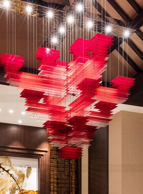 酒店大堂吊灯宴会厅宾馆餐饮店铺B走廊大厅前台灯具定制售楼部沙
