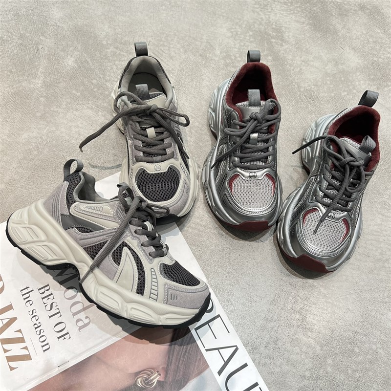 艾模儿老爹鞋女2024冬r季新款潮复古网红百搭加绒休闲运动鞋8005-