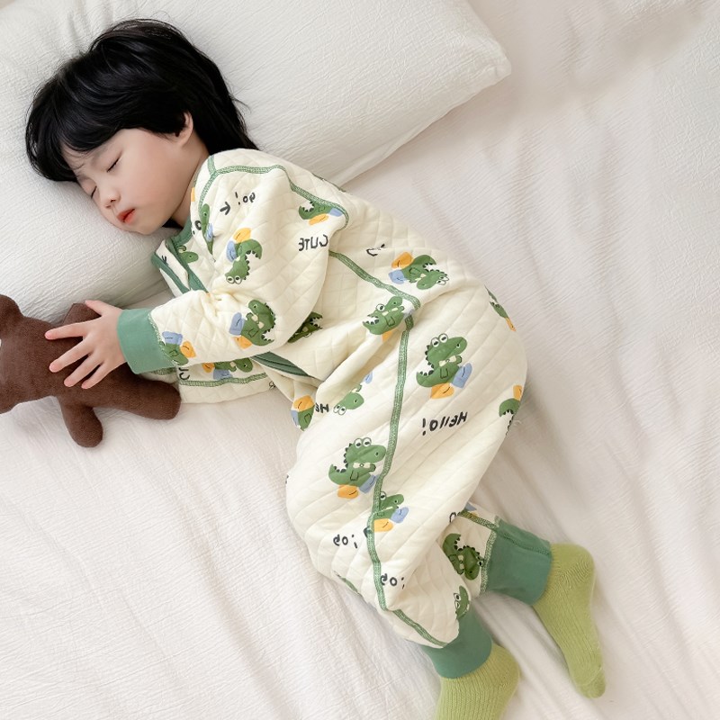 儿童连体睡衣秋冬款纯棉男宝宝春秋儿童家居服防着凉秋季婴儿睡袋