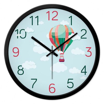 摩门可爱卡通挂钟热气球图案儿童房挂表静音卧室客厅创意石英钟表