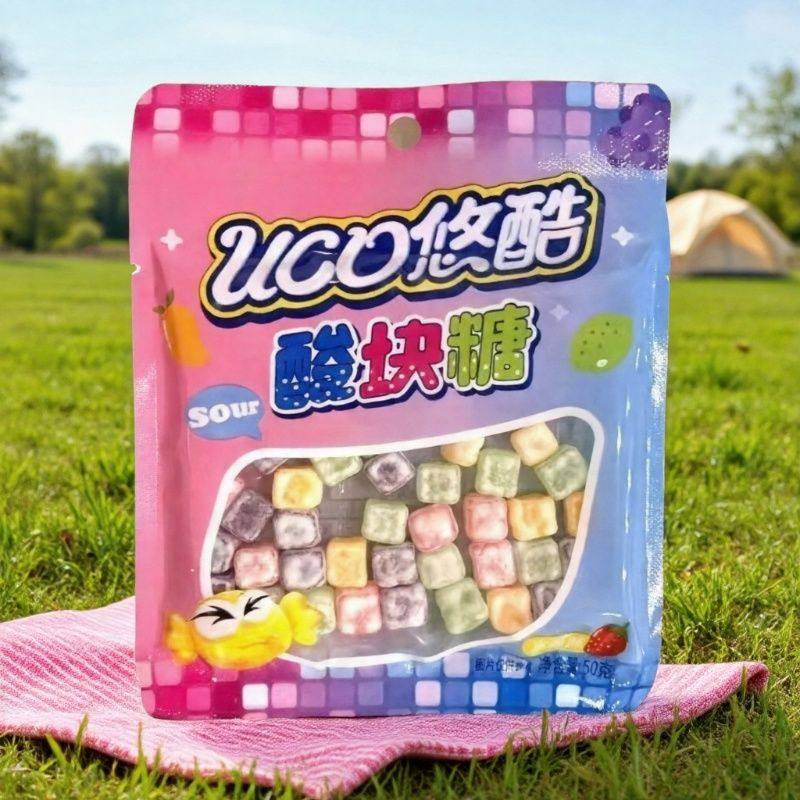 悠酷酸块糖水果味汽水味散称酸甜方块酸软糖儿童网红休闲零食糖果