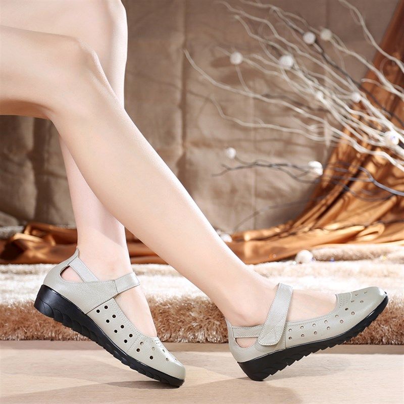 小码33中老年人夏季真皮凉鞋女鞋单鞋镂空洞洞鞋妈妈鞋平底大码43,女鞋,洞洞鞋,淘宝优惠券,粉丝福利购,淘宝优惠卷