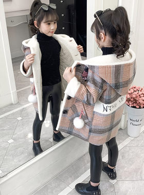 女童春秋外套加厚女孩2022新款儿童毛呢大衣女秋冬大童呢子冬季冬