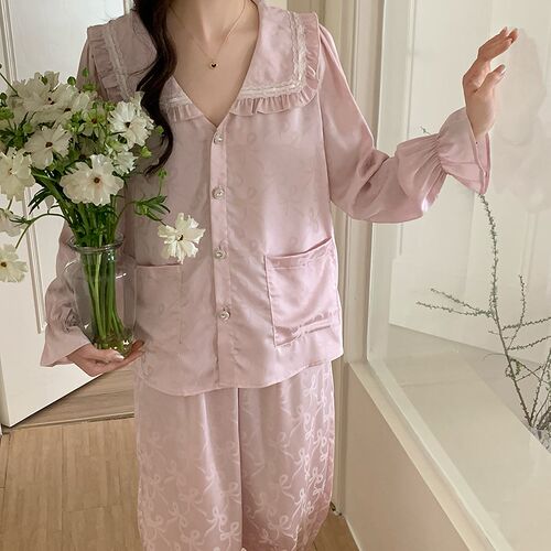 法式复古宫廷风冰丝睡衣女士春夏新款长袖款高级感家居服套装春天