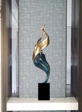 风生水起摆件客厅走廊入户玄关轻奢高档中式招财R竖高寓意好装饰