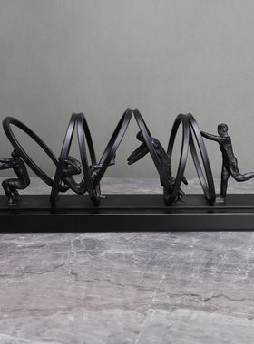 现代简约黑色体操组合样板房售楼部卧室客厅餐厅书房桌面玄关摆件