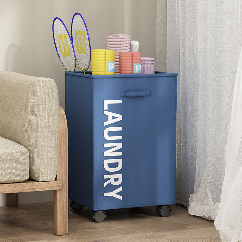 瑜伽垫收纳筐健身器材收纳架泡沫轴置物架可折叠布艺带轮子脏衣篮