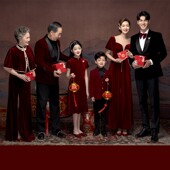 礼服 一家六口拍照复古亲子装 全家福摄影服装 影楼主题2021新款