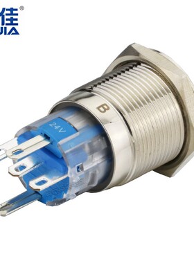 一佳带灯按钮开关自锁GQ19H-11E Z高位圆形不锈钢19mm金属24v220v