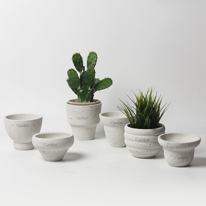 北欧ins奶油风复古纯色几何抽象花盆仙人掌盆栽民宿室内水泥花盆