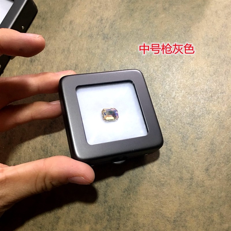 按扣港式超薄宝石盒哑银黑色金属盒彩宝盒裸石戒面盒带托盘包邮