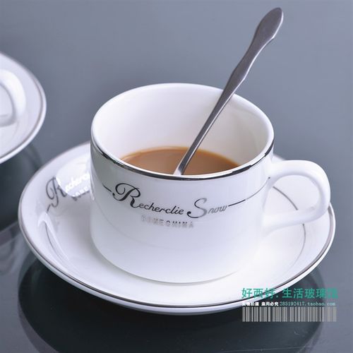 欧式骨瓷咖啡杯套装银边杯子创意家用简约陶瓷杯碟配带勺子精品