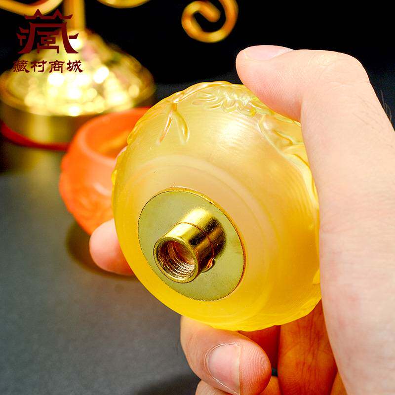 佛缘汇七彩琉璃烛台灯座家用酥油灯架莲花灯座支架蜡烛台摆件