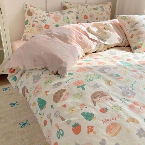 60支棉10纯棉床全上四件套0卡通被套宿舍笠学生三1件套床床单4件