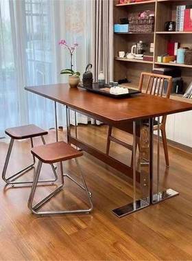 日式实木中古风餐桌户型家用桌长形办公桌子写方小NIB字台维希书