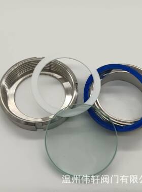 36654不锈钢接视镜接卫0生级圆螺纹焊视镜玻璃活活结观察视镜