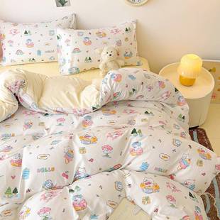 A套ZH0208类床上四件爱套纯棉水洗舍棉被床单可小清新学生宿三件