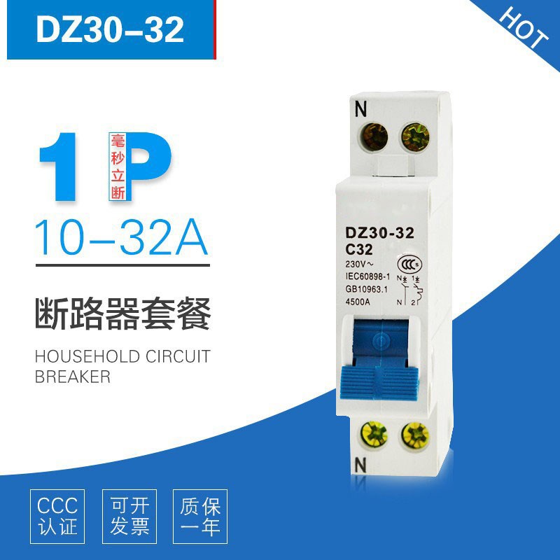家用 双进双出 空气开关 DPN小型断路器 DZ30-32 1P  10A-32A
