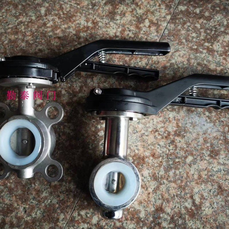 304不锈钢鸭嘴对夹蝶阀卫生级手动广式涡轮法兰对夹D71X-16P-DN50