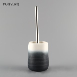 陶瓷马桶刷套装免打孔底座架杯子家用无死角不锈钢刷球柄耐用型