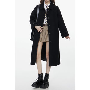 黑色小个子呢子大衣女2026春秋新款韩版高级感赫本风气质毛呢外套