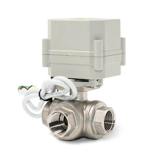 6分微型模拟量比例球阀不锈钢4-20mA0-10v0-5v电动三通调节阀DN20